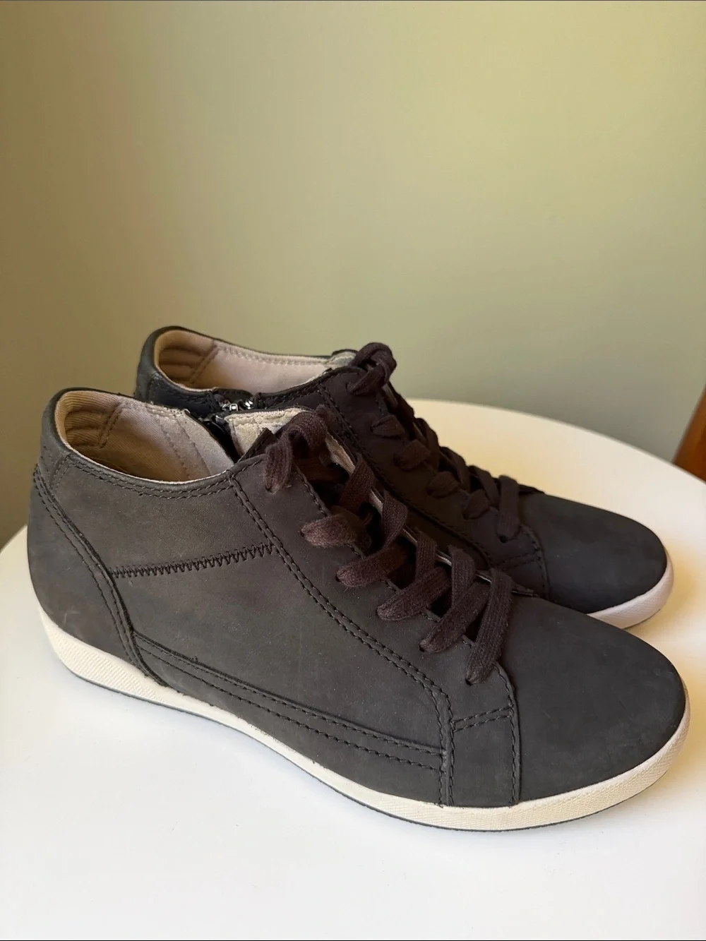 Dansko Onyx Black Milled Nubuck High Top Sneaker Booties Side Zip Comfort Size38